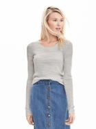 Banana Republic Womens Ribbed Long Scoop Pullover Size L - Gray