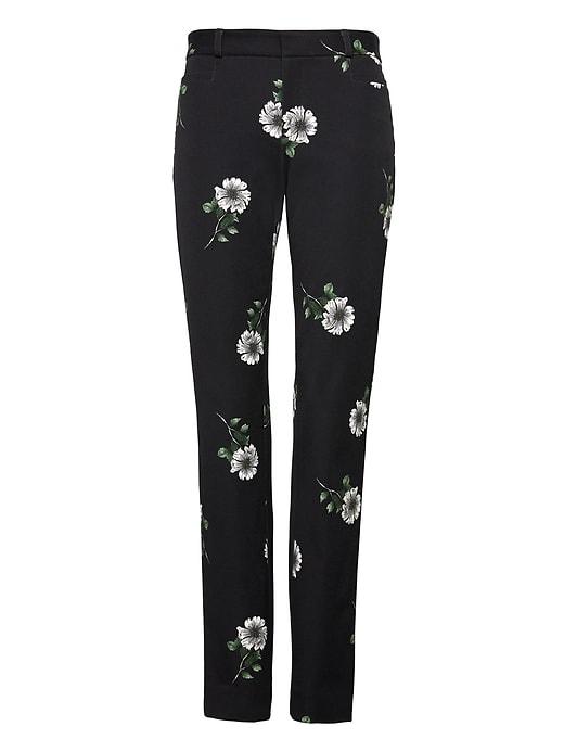 Banana Republic Womens Petite Sloan Skinny-fit Floral Pant Black Print Size 6