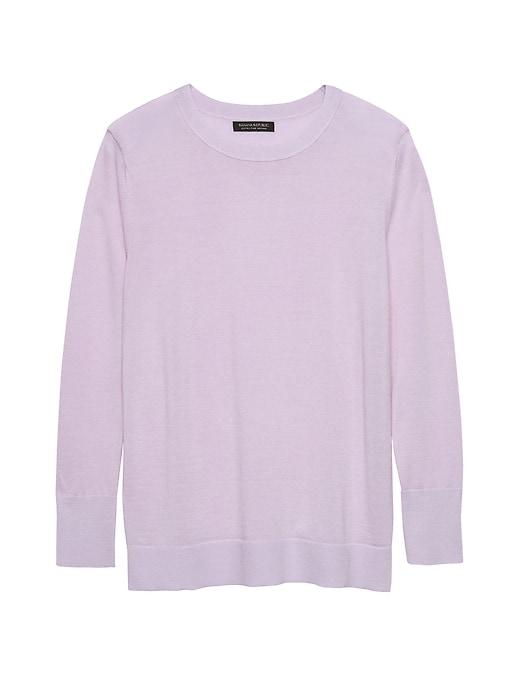 Banana Republic Womens Petite Machine-washable Merino Crew Sweater Lavender Size L