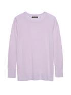 Banana Republic Womens Petite Machine-washable Merino Crew Sweater Lavender Size L