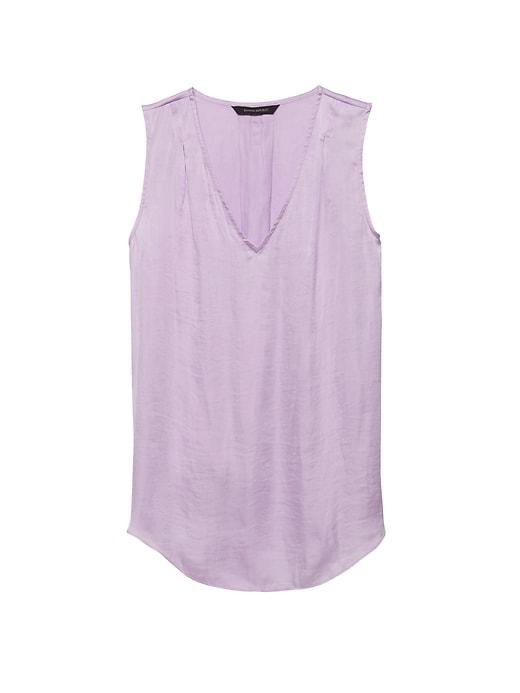 Banana Republic Womens Petite Pleated Drapey Tank Purple Victory Size S