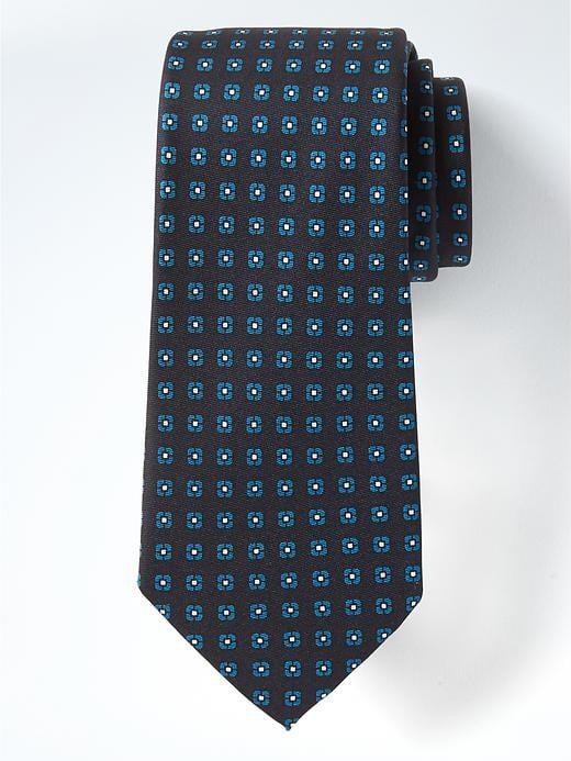 Banana Republic Mens Modern Medallion Silknanotex Tie - Aquamarine