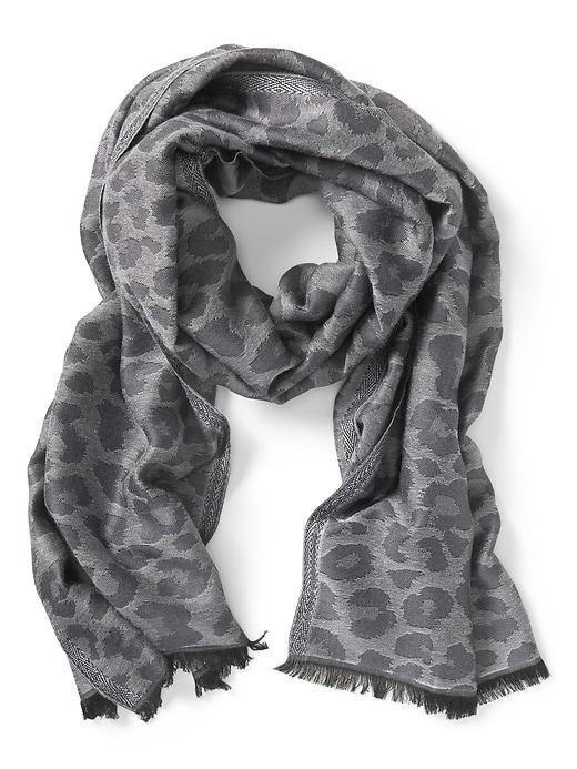 Banana Republic Womens Shiny Leopard Print Rectangular Scarf Gray Size One Size