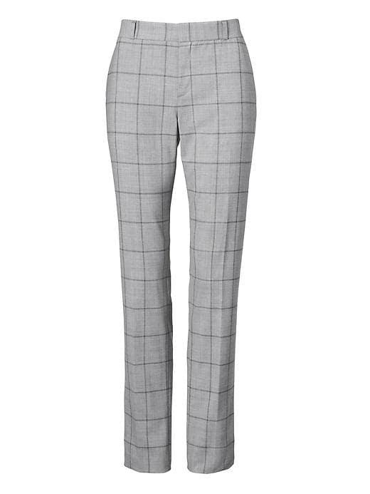 Banana Republic Womens Ryan Slim Straight-fit Windowpane Lightweight Wool Pant Gray Size 16