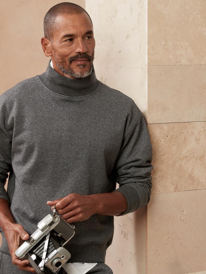 French Terry Mock-neck Sweatshirt