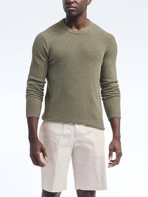 Banana Republic Mens Terry Crew Pullover - Utility Green