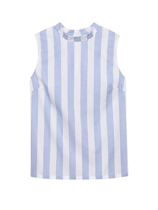 Banana Republic Womens Petite Stretch Cotton Button-back Tank Multi Stripe Size S