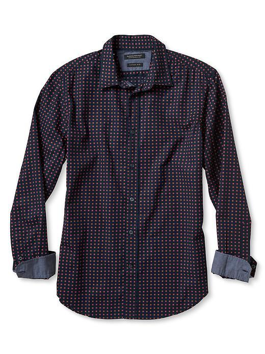 Banana Republic Mens Grant Fit Custom Wash Floral Print Shirt Size L Tall - Navy Heather