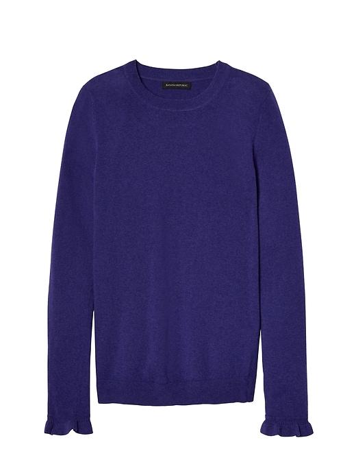 Banana Republic Womens Italian Superloft Ruffle Cuff Crew - Royal Purple