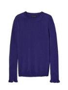 Banana Republic Womens Italian Superloft Ruffle Cuff Crew - Royal Purple