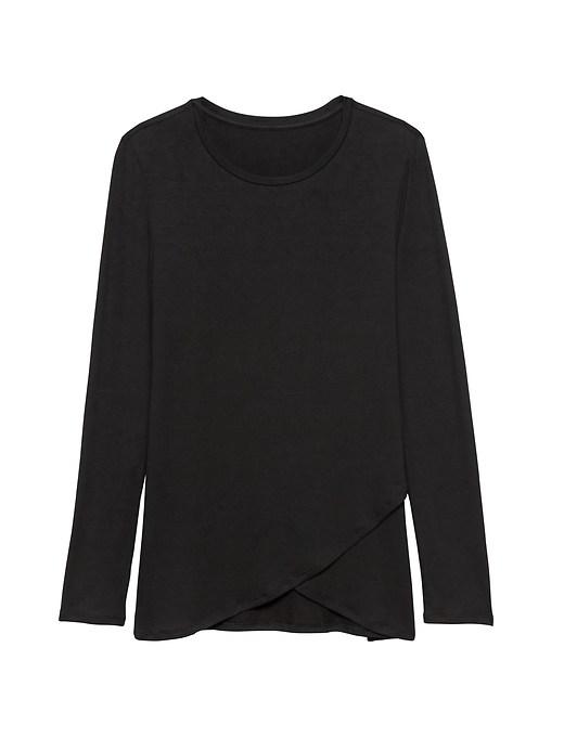 Banana Republic Womens Threadsoft Cross-front T-shirt Black Size Xs