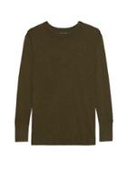 Banana Republic Womens Petite Metallic Wool-modal Crew-neck Sweater Olive Green Size Xs