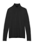 Banana Republic Womens Threadsoft Color-blocked Turtleneck T-shirt Black & White Size S