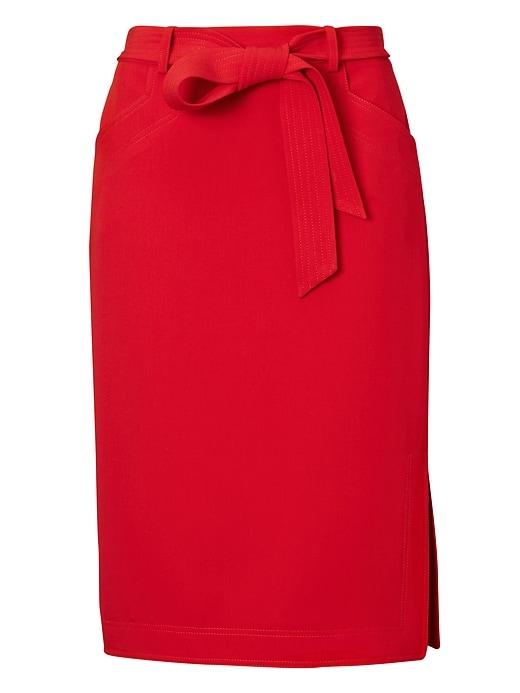 Banana Republic Womens Belted Pencil Skirt With Side Slit Red Size 10