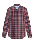 Banana Republic Mens Grant Slim-fit Luxe Flannel Shirt Ranger Red Size Xs