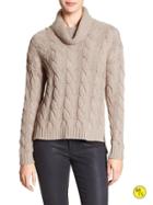 Banana Republic Factory Cable Knit Cowl Neck Sweater Size L - Cocoa Heather