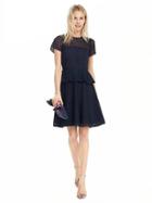 Banana Republic Womens Geo Lace Peplum Dress Size 0 - Preppy Navy