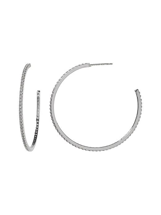 Banana Republic Womens Pave Hoop Earring Silver Size One Size