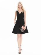 Banana Republic Womens V Neck Fit And Flare Dress Size 8 Petite - Black