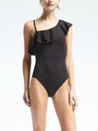 Banana Republic Womens Flounce One Shoulder Swimsuit - Black