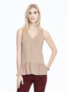Banana Republic Womens Hi Lo Sleeveless Ruffle Top Size L - Dark Champagne