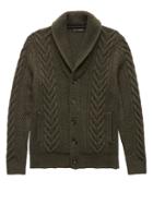 Banana Republic Mens Merino Wool Blend Cable-knit Shawl-collar Cardigan Sweater Fall Green Size M