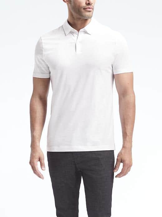 Banana Republic Mens Mercerized Cotton Modal Polo - White
