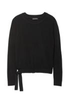 Banana Republic Womens Cashmere Mesh-sleeve Tie-hem Sweater Black Size L