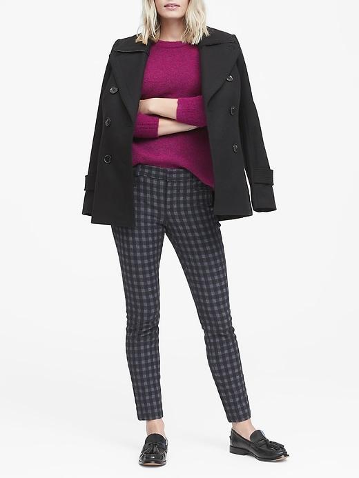 Banana Republic Womens Sloan Skinny-fit Mini Check Ankle Pant Navy Blue Size 4