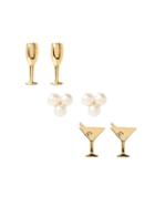 Banana Republic Womens Drink Party Stud Earring Set Gold Size One Size
