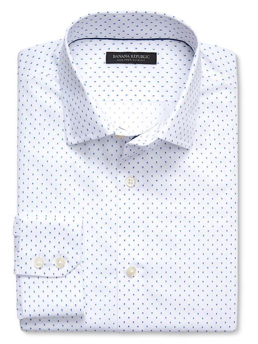 Banana Republic Mens Slim Fit Non Iron Purple Dot Shirt Size L Tall - White