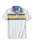 Banana Republic Mens Slim Engineered Stripe Slub Polo Size L - White