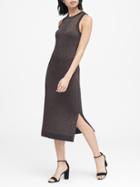 Banana Republic Womens Metallic Sweater Dress Navy Blue & Copper Sparkle Size M
