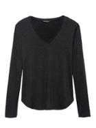 Banana Republic Womens Luxespun Long-sleeve V-neck T-shirt Black Size L