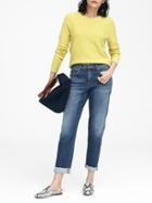 Banana Republic Petite Mid-rise Straight-fit Raw Hem Ankle Jean