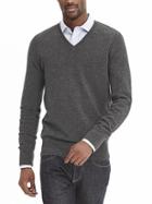 Banana Republic Todd &amp; Duncan Cashmere Vee Pullover Size L Tall - Gray Heather