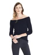 Banana Republic Womens Off Shoulder Abstract Sweater - Navy