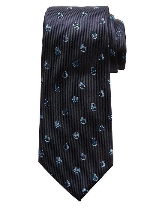 Banana Republic Mens Monogram Emoji Tie Size One Size - Preppy Navy