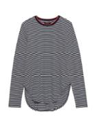 Banana Republic Womens Supima Cotton Curved-hem T-shirt Blue Stripe Size S