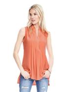 Banana Republic Womens Sleeveless Pleated Neck Tunic Size L - Neon Tropics