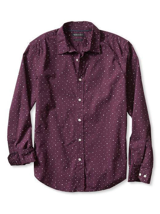 Banana Republic Mens Grant Fit Dot Print Custom 078 Wash Shirt Size M Tall - Secret Plum