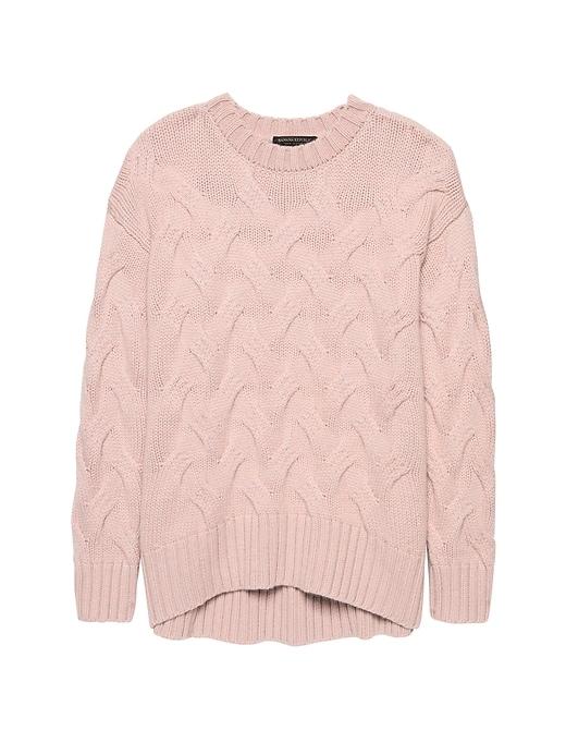 Banana Republic Womens Cashmere Cable-knit Crew-neck Sweater Dusty Mauve Size Xs