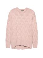Banana Republic Womens Cashmere Cable-knit Crew-neck Sweater Dusty Mauve Size Xs