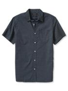 Banana Republic Mens Custom Wash Short Sleeve Dot Print Shirt Size L Tall - Preppy Navy