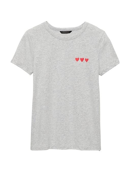 Banana Republic Womens Supima Cotton Heart Graphic T-shirt Light Gray Size S