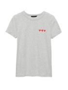 Banana Republic Womens Supima Cotton Heart Graphic T-shirt Light Gray Size S