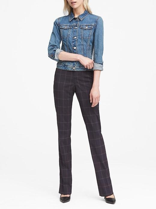 Banana Republic Womens Logan Trouser-fit Machine-washable Windowpane Pant Plaid Size 0