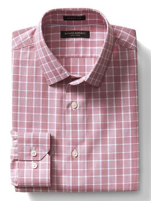 Banana Republic Mens Grant Fit Non Iron Check Shirt - Saucy Red