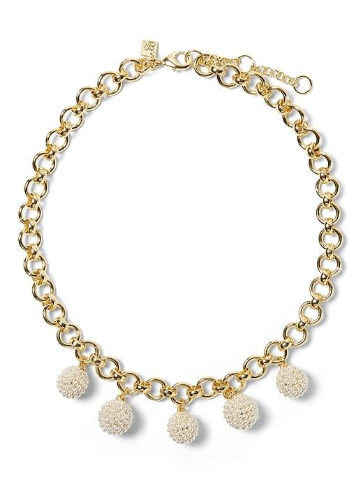 Banana Republic Womens Beaded Pearl Charm Necklace Gold Size One Size