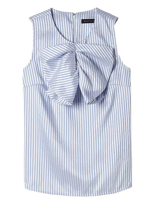 Banana Republic Stripe Pleated Bow Top - Blue Stripe